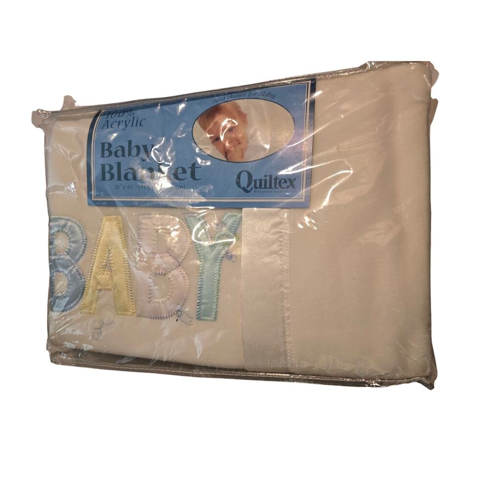 NIP Quiltex Vintage BABY Blanket with Satin Edge Trim 36" x 45"